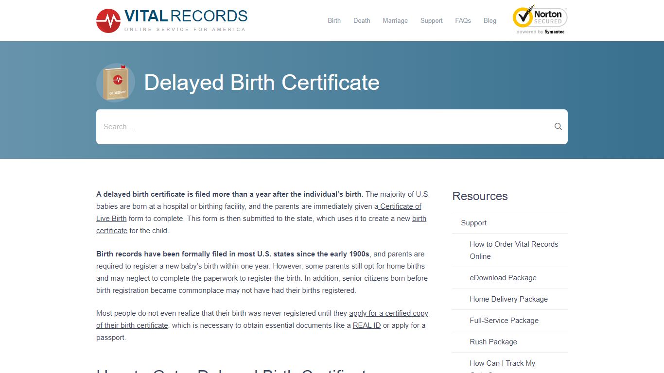 Delayed Birth Certificate - Vital Records Online