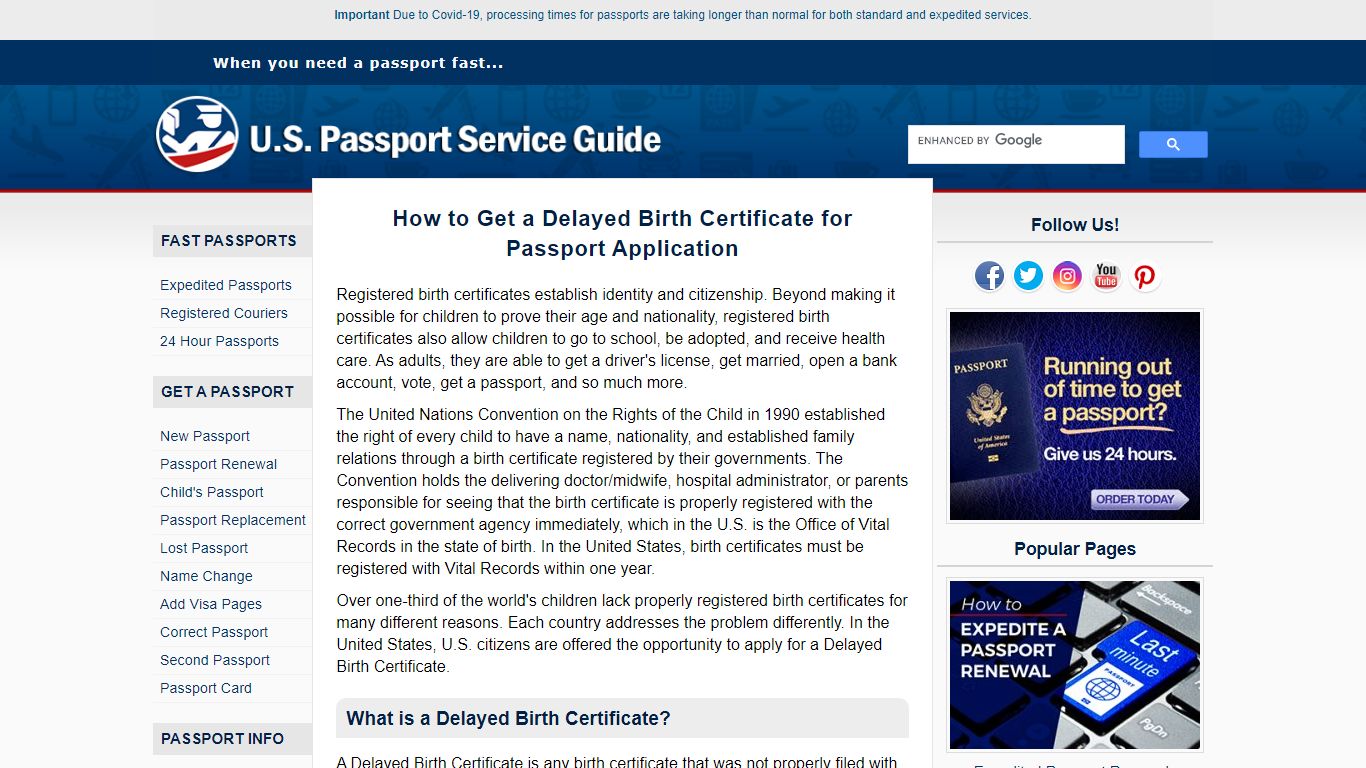 How to Get a Delayed Birth Certificate for Passport Application